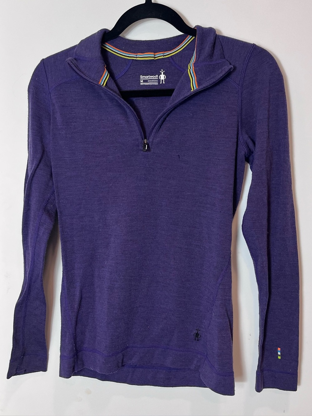 Smartwool Women's Purple Merino 1/4 Zip Pullover Lightweight Baselayer Medium